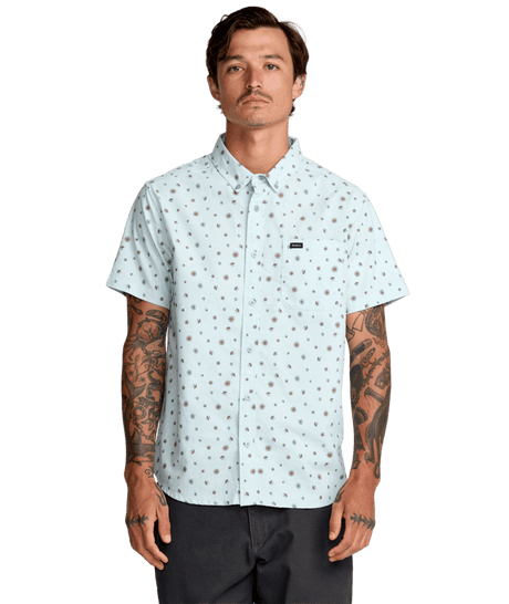 RVCA That'll Do Print Short Sleeve Button Up Blue Haze Men's Short Sleeve Button Up Shirts RVCA 