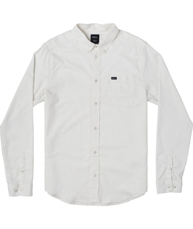 RVCA Thatll Do Stretch Long Sleeve Button Up White Men's Long Sleeve Button Up Shirts RVCA 