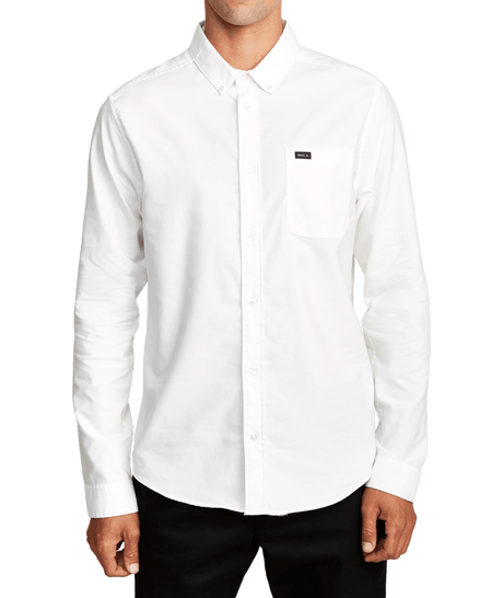 RVCA Thatll Do Stretch Long Sleeve Button Up White Men's Long Sleeve Button Up Shirts RVCA 
