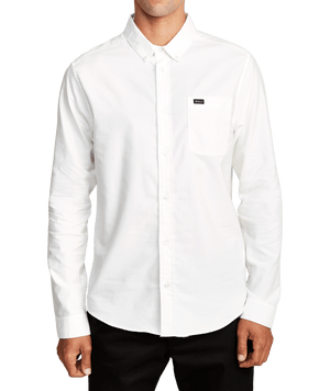 RVCA Thatll Do Stretch Long Sleeve Button Up White Men's Long Sleeve Button Up Shirts RVCA 