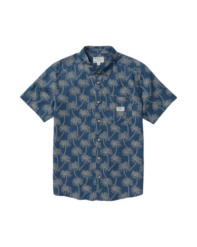 RVCA Exotica Short Sleeve Button Up Dark Denim Men's Short Sleeve Button Up Shirts RVCA 