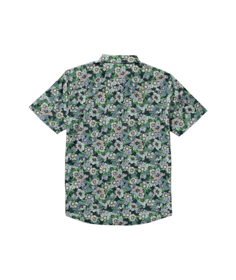 RVCA Botanical Short Sleeve Button Up Garage Blue Men's Short Sleeve Button Up Shirts RVCA 