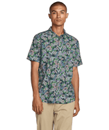 RVCA Botanical Short Sleeve Button Up Garage Blue Men's Short Sleeve Button Up Shirts RVCA 