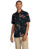 RVCA Botanical Short Sleeve Button Up Pirate Black Men's Short Sleeve Button Up Shirts RVCA 
