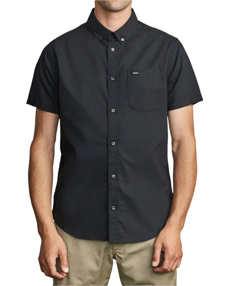 RVCA Thatll Do Stretch Short Sleeve Button Up Shirt Black Men's Short Sleeve Button Up Shirts RVCA 
