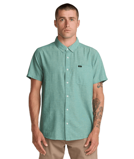 RVCA That'll Do Dobby Short Sleeve Button Up Bottle Green Men's Short Sleeve Button Up Shirts RVCA 
