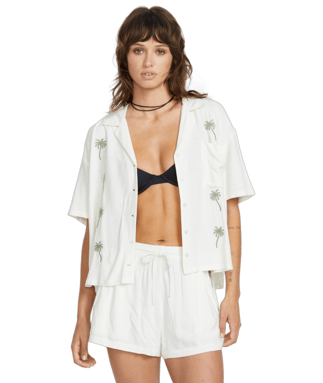 VOLCOM Women's Sun Stunner Short Sleeve Bone Women's Blouses Volcom 