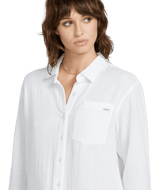 VOLCOM Women's Lived In Lounge Button Up Long Sleeve White Women's Flannels and Button Ups Volcom 
