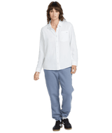 VOLCOM Women's Lived In Lounge Button Up Long Sleeve White Women's Flannels and Button Ups Volcom 