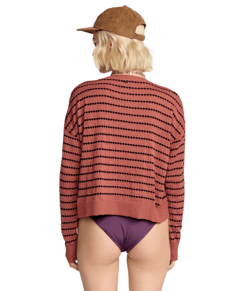 VOLCOM Women's She Shore Sweater Dark Clay Women's Sweaters Volcom 