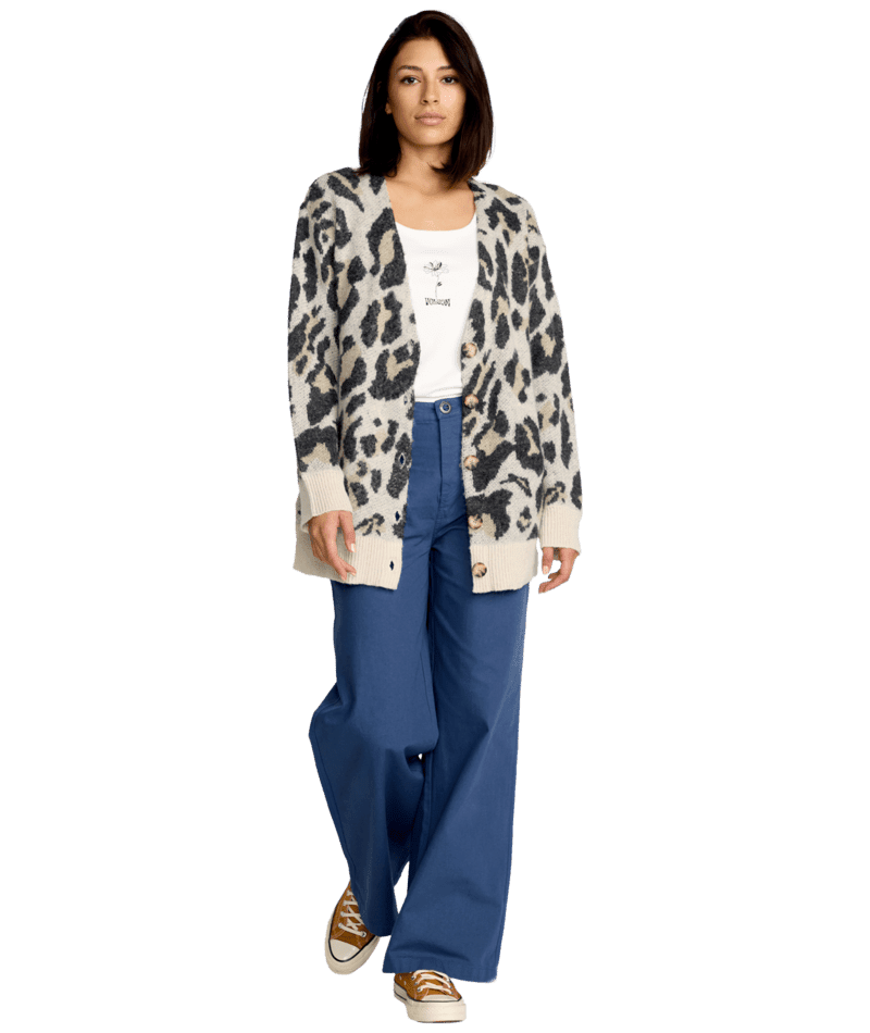 VOLCOM Women's Wylding Out Cardigan Animal Print Women's Sweaters Volcom 