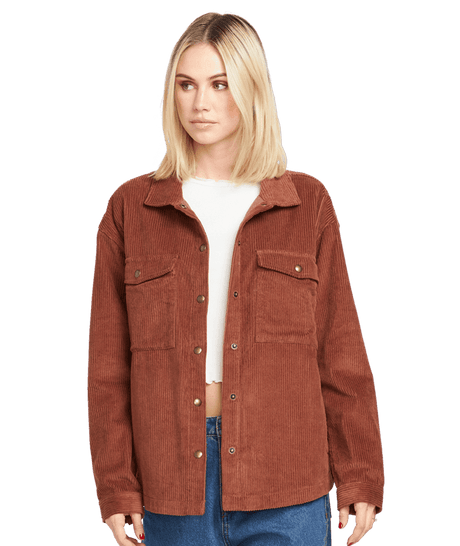 VOLCOM Women's Power Chord Shacket Chestnut Brown Women's Street Jackets Volcom 