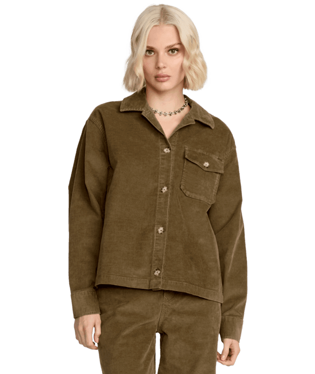 VOLCOM Women's Stoned BF Shacket Olive Green Women's Street Jackets Volcom 