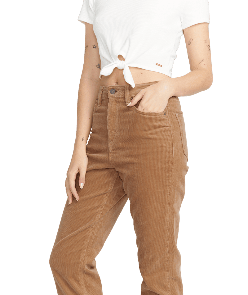 VOLCOM Women's Stoned Straight Corduroy Pants Mocha Women's Pants Volcom 