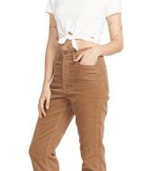 VOLCOM Women's Stoned Straight Corduroy Pants Mocha Women's Pants Volcom 