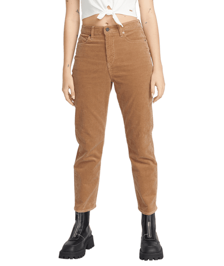 VOLCOM Women's Stoned Straight Corduroy Pants Mocha Women's Pants Volcom 