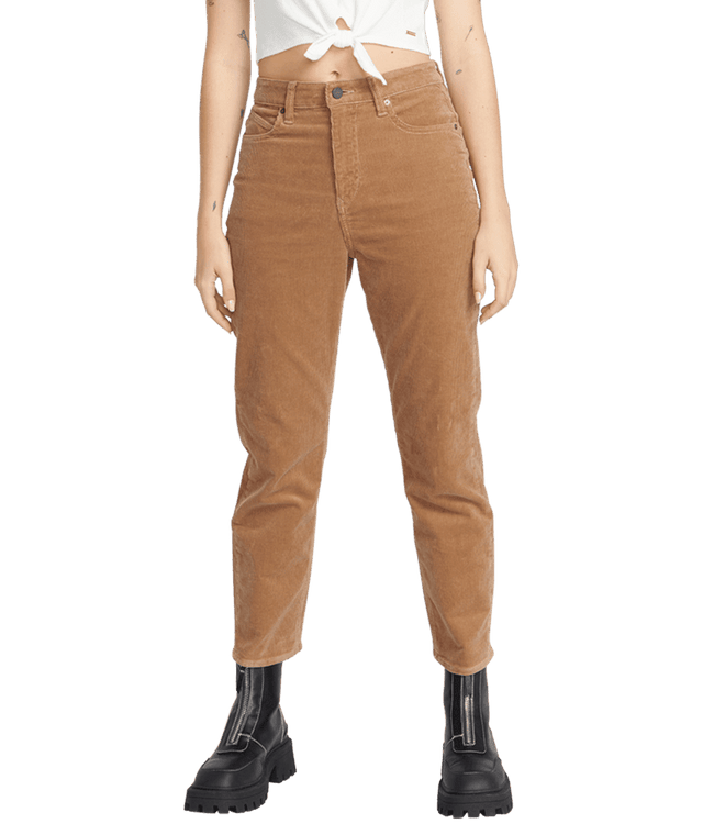 VOLCOM Women's Stoned Straight Corduroy Pants Mocha Women's Pants Volcom 
