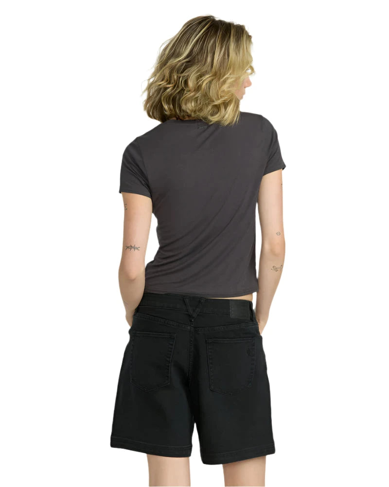 VOLCOM Women's Strait Up Long Shorts Black Out Women's Shorts Volcom 