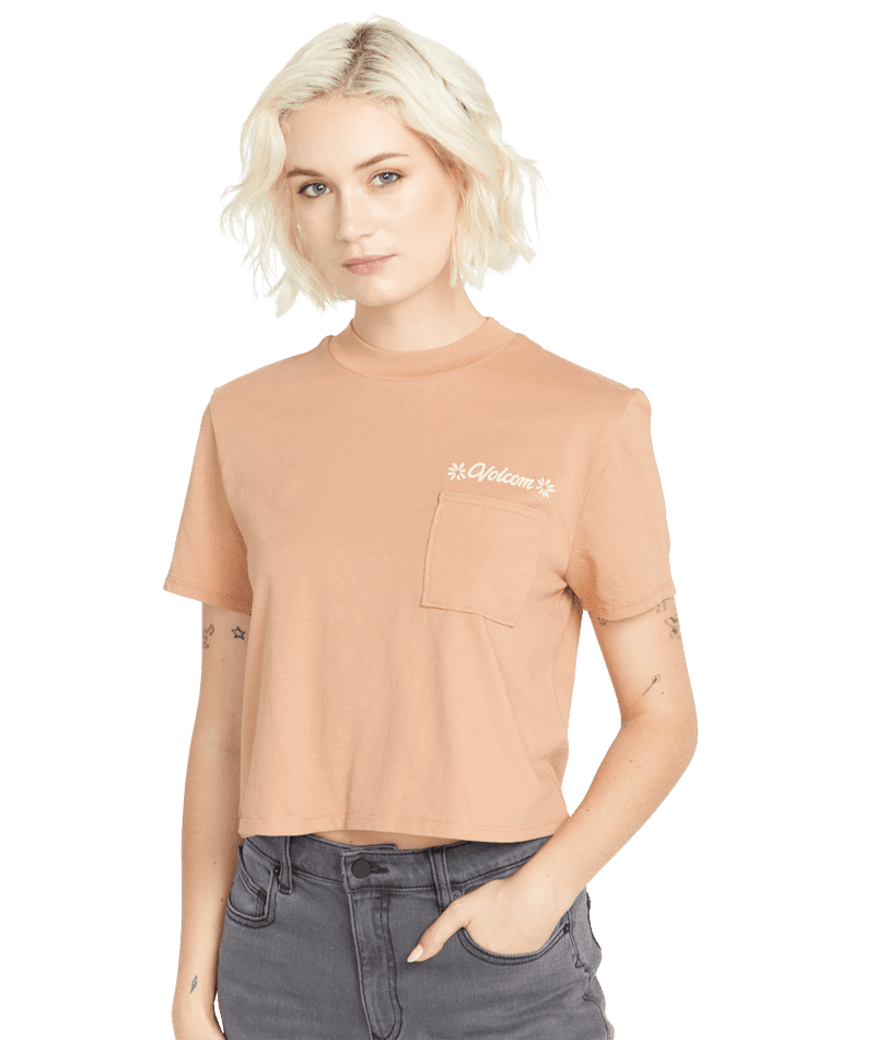VOLCOM Women's Pocket Dial T-Shirt Clay Women's T-Shirts Volcom 