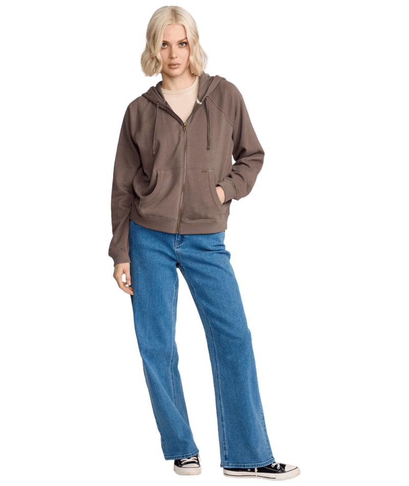 VOLCOM Women's Lived In Fleece Zip Black Plum Women's Zip Hoodies Volcom 