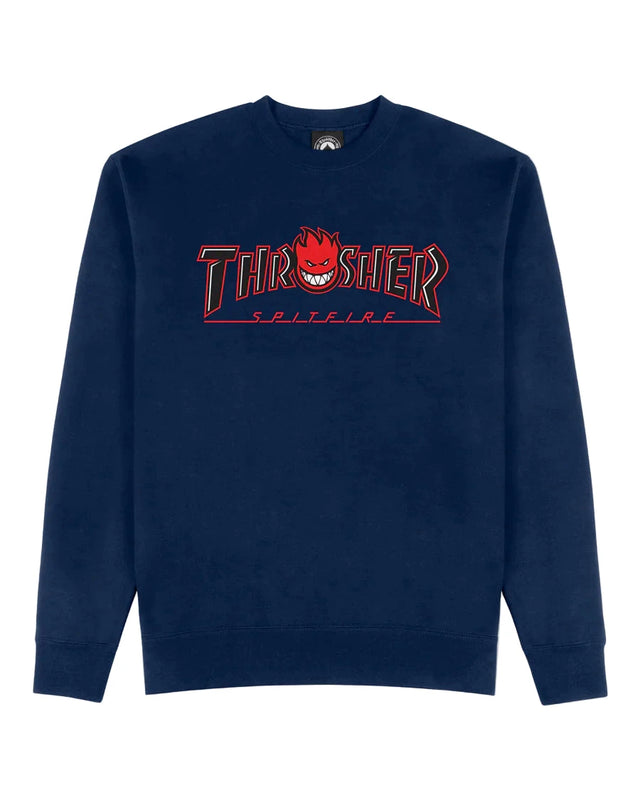 THRASHER Spitfire X Thrasher Big Head Outline Crew Navy Men's Crewnecks Thrasher 