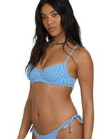 BILLABONG Women's Mini Wave Check Helena Underwire Bikini Top True Blue