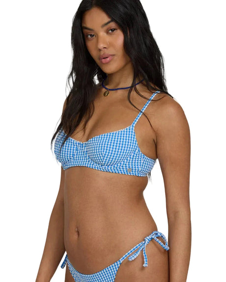 BILLABONG Women's Mini Wave Check Helena Underwire Bikini Top True Blue Women's Bikini Tops Billabong 