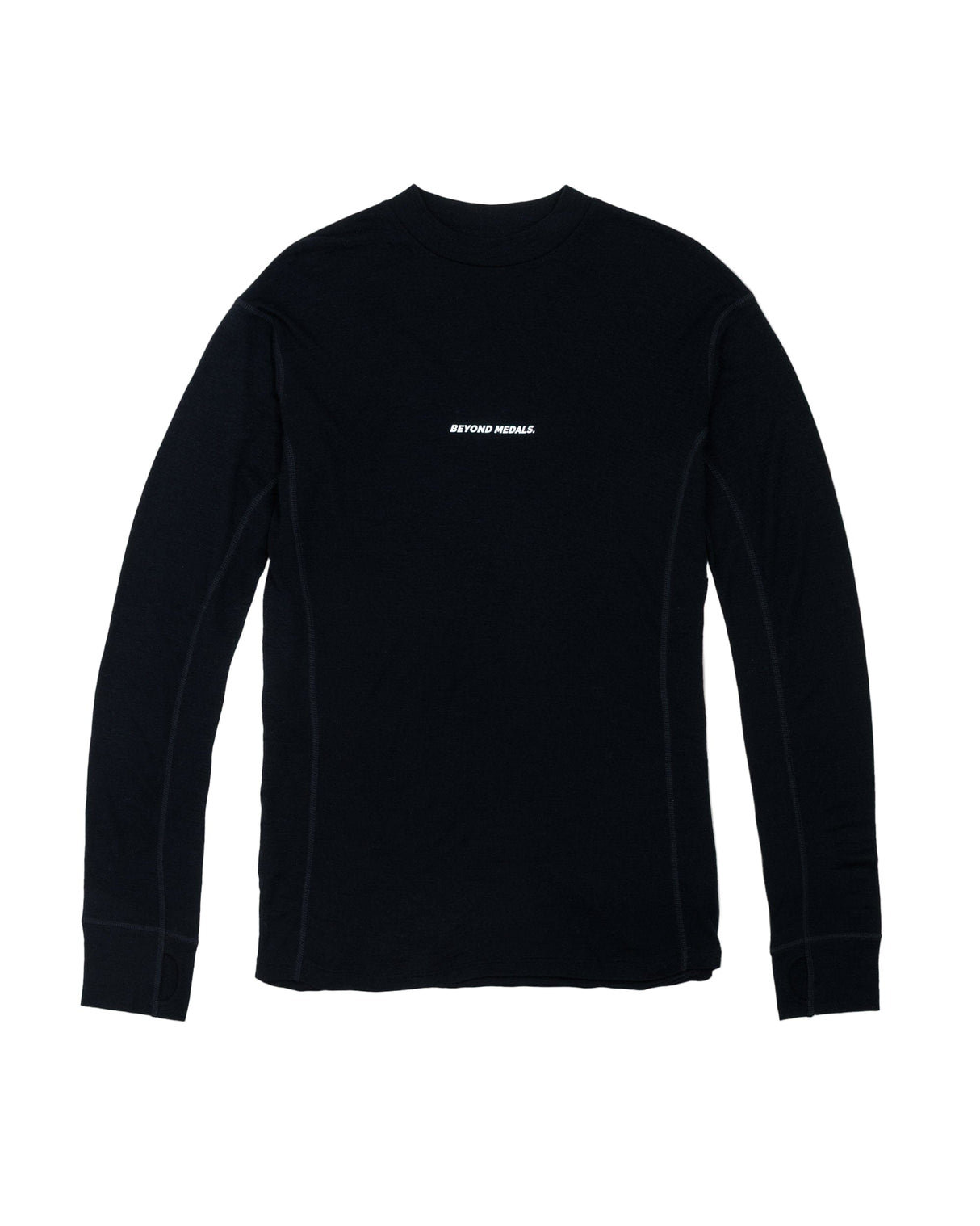 BEYOND MEDALS Merino Base Layer Top Black Men's Base Layers Beyond Medals 
