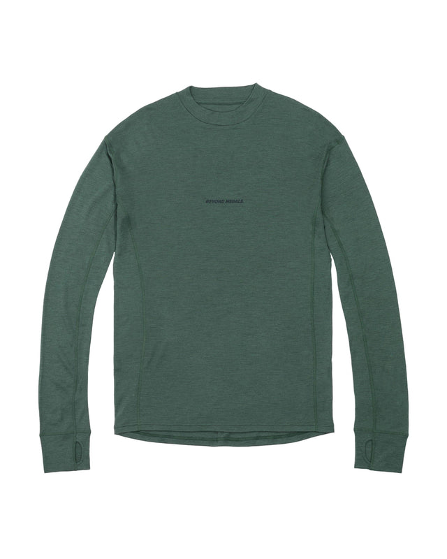 BEYOND MEDALS Merino Base Layer Top Green Men's Base Layers Beyond Medals 