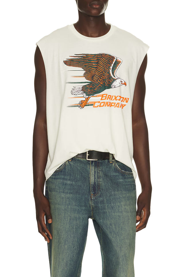 BRIXTON Free Muscle Tank Top Cream Men's Tank Tops Brixton 