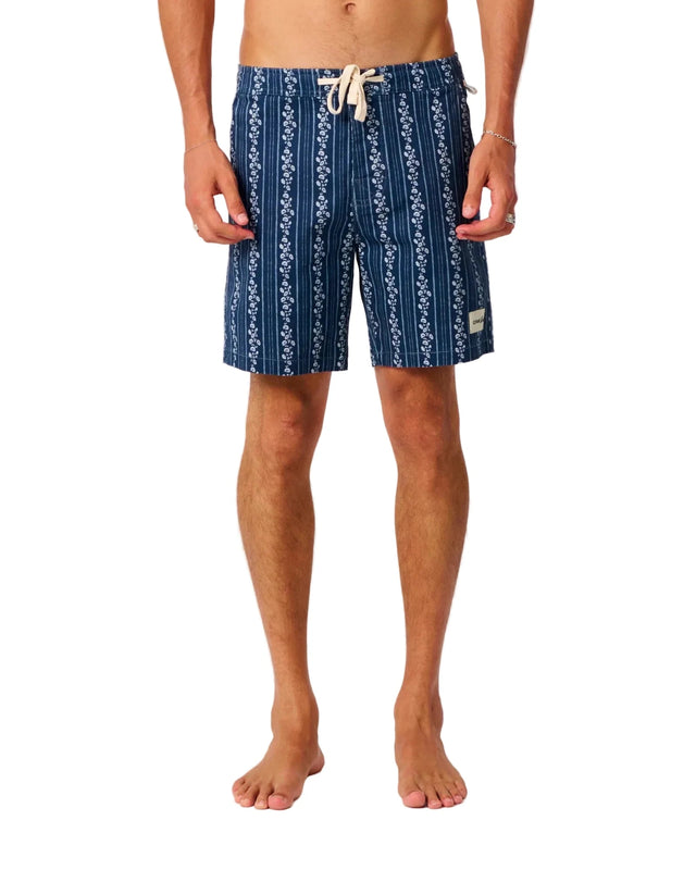 CRITICAL SLIDE Peace Floral Trunk Worker Blue Men's Boardshorts The Critical Slide Society 