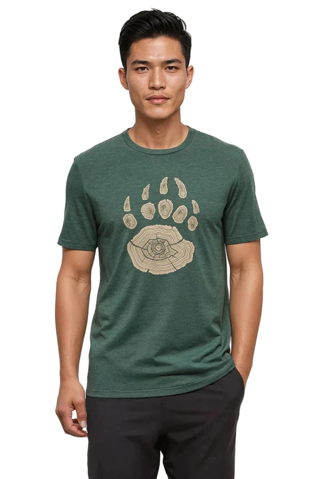 TENTREE Bear Claw T-Shirt Forest Pine Heather/Birchwood Men's Short Sleeve T-Shirts Tentree 