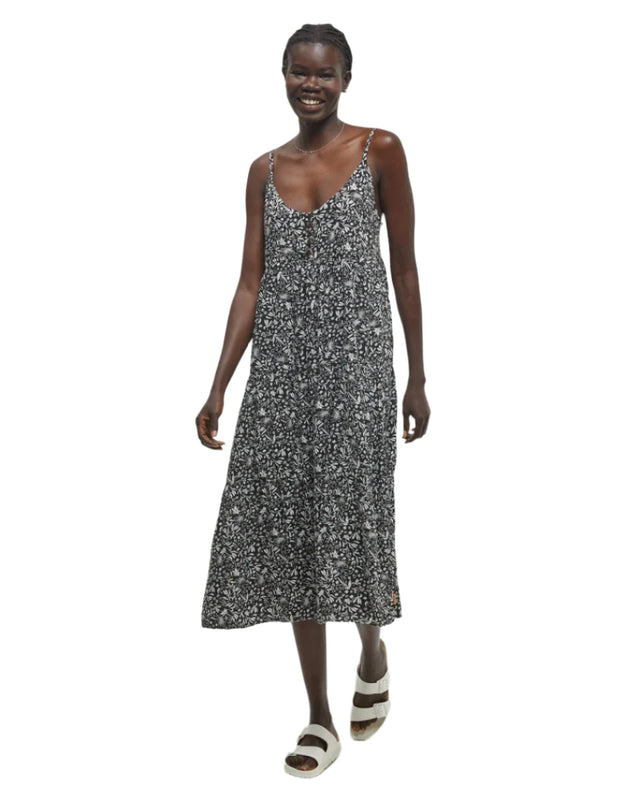 TENTREE Women's EcoWoven Crepe Hopewell Dress Meteorite Black/Field Flower Women's Dresses Tentree 