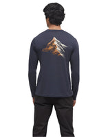 TENTREE Contrast Peaks Long Sleeve T-Shirt Midnight Blue/Pale Oak Men's Long Sleeve T-Shirts Tentree 