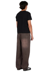 DIME Baggy Denim Pants Sandblasted Dark Brown