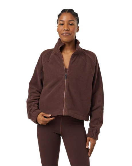 TENTREE Women's Recycled Microfleece Zip Sweater Deep Mahogany Women's Zip Hoodies Tentree 