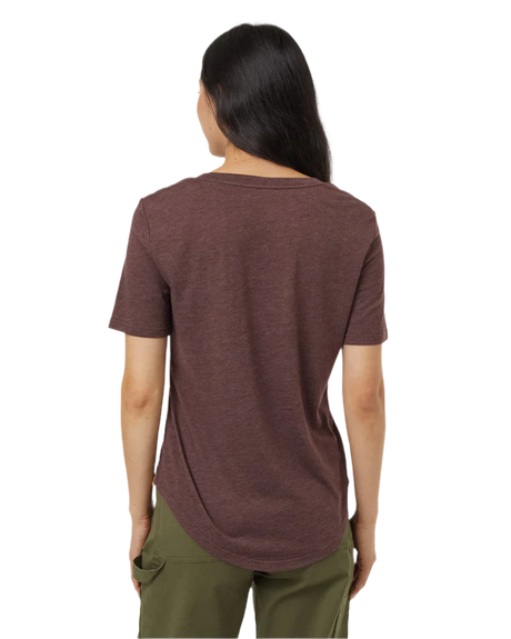 TENTREE Women's TreeBlend V-Neck T-Shirt Deep Mahogany Heather Women's Short Sleeve T-Shirts Tentree 