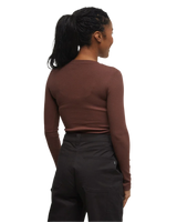 TENTREE Women's Rib Snap Placket Henley Longsleeve Shirt Deep Mahogany Women's Long Sleeve T-Shirts Tentree 