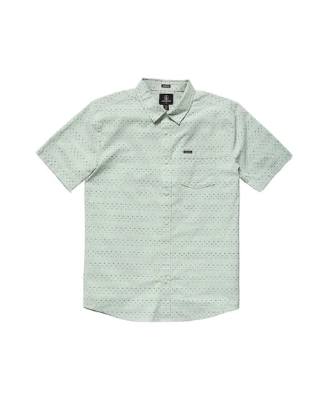 VOLCOM Boy's Bankstone II Button-Up Shirt Pale Aqua Boy's Short Sleeve Button Ups Volcom 