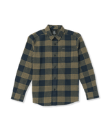 VOLCOM Boy's Caden Long Sleeve Plaid Flannel Button Up Navy Boy's Long Sleeve Button Ups Volcom 