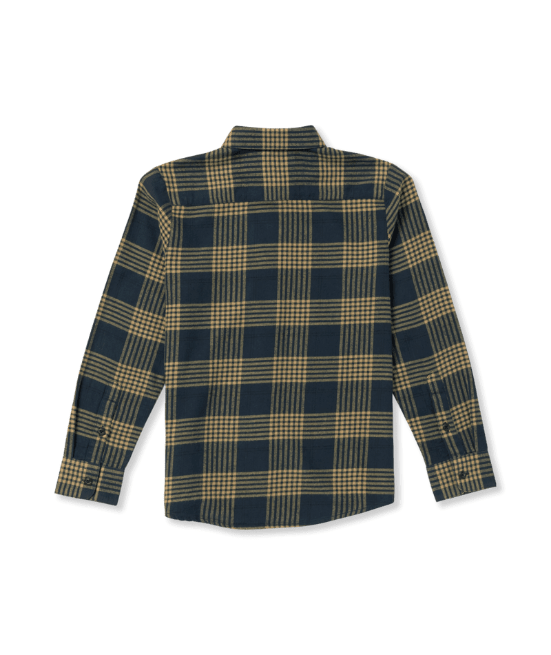 VOLCOM Boy's Caden Long Sleeve Plaid Flannel Button Up Navy Boy's Long Sleeve Button Ups Volcom 