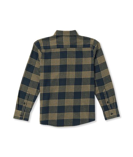 VOLCOM Boy's Caden Long Sleeve Plaid Flannel Button Up Navy Boy's Long Sleeve Button Ups Volcom 