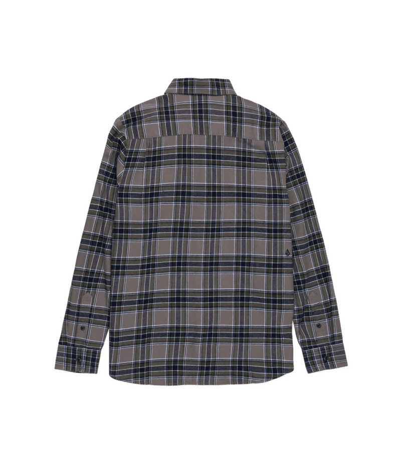 VOLCOM Boys Caden Plaid Flannel Pewter Boy's Long Sleeve Button Ups Volcom 