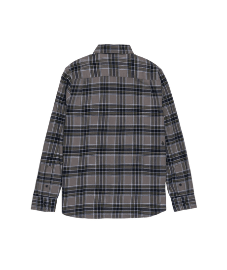 VOLCOM Boys Caden Plaid Flannel Pewter Boy's Long Sleeve Button Ups Volcom 