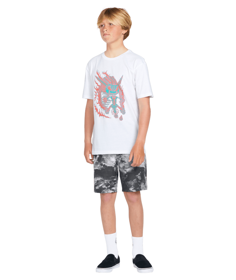 VOLCOM Boys Asphalt Beach Elastic Waist Hybrid Shorts Black White Boy's Hybrid Shorts Volcom 