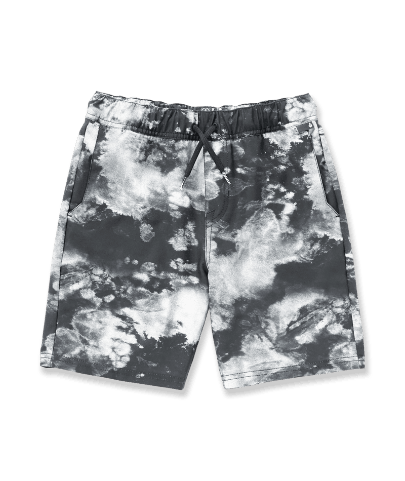 VOLCOM Boys Asphalt Beach Elastic Waist Hybrid Shorts Black White Boy's Hybrid Shorts Volcom 