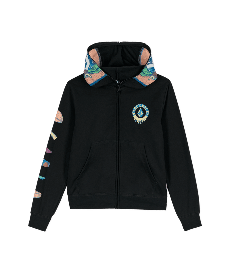 VOLCOM Boys Burgstone Full Zip Hoodie Black Boy's Zip Hoodies Volcom 