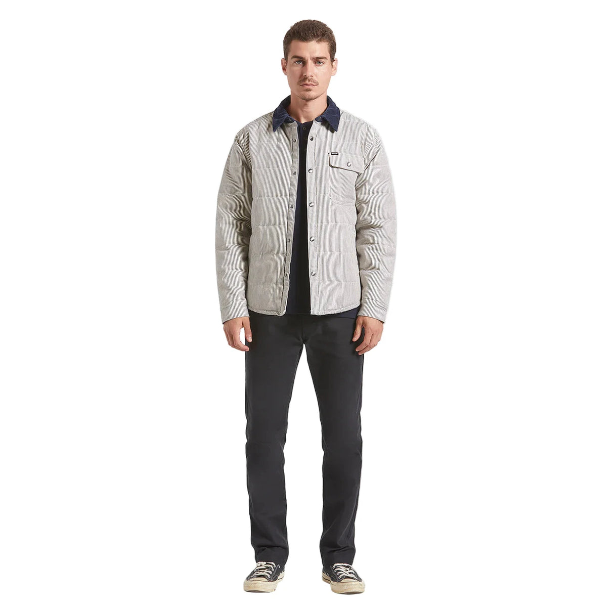 BRIXTON Cass Jacket Whitecap/Mood Indigo Hickory Men's Street Jackets Brixton 