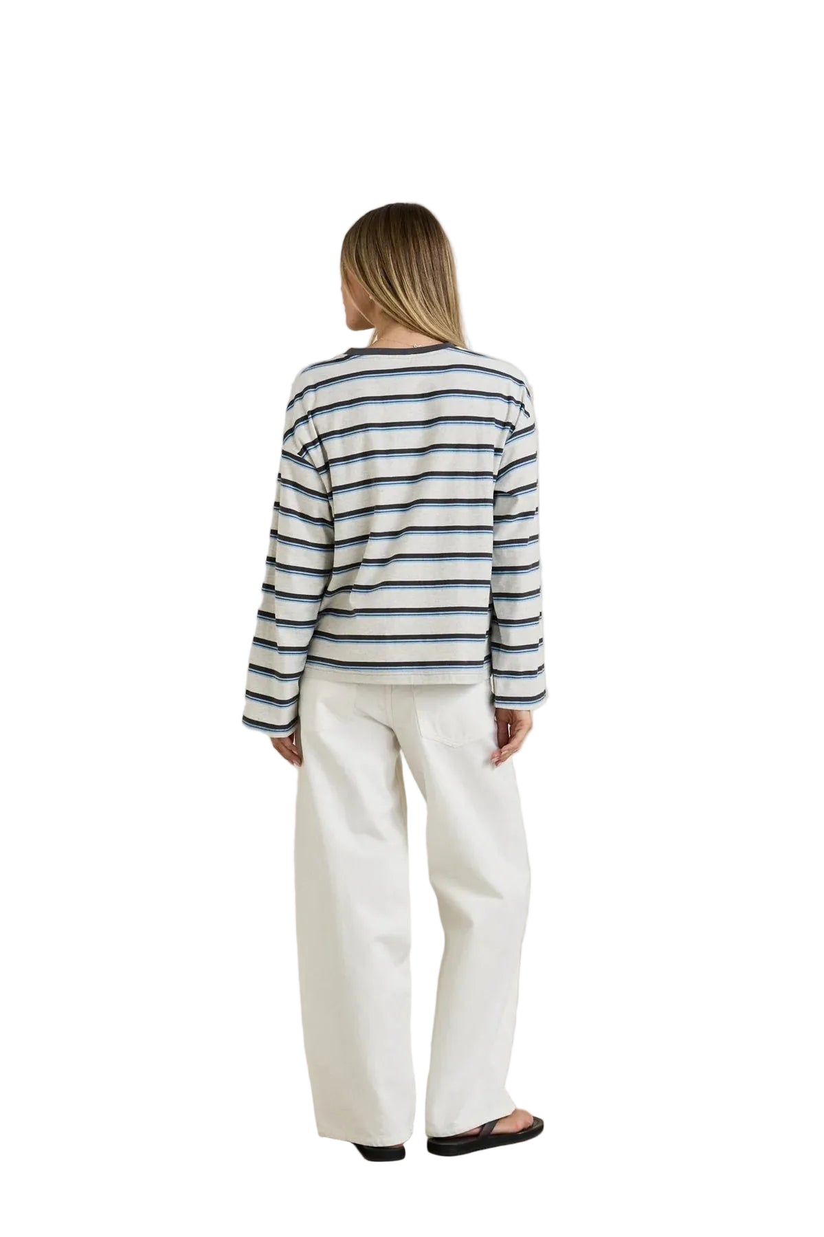 RHYTHM Women's Porto Stripe Long Sleeve T-Shirt Gray Women's Long Sleeve T-Shirts Rhythm 