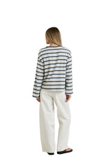 RHYTHM Women's Porto Stripe Long Sleeve T-Shirt Gray Women's Long Sleeve T-Shirts Rhythm 